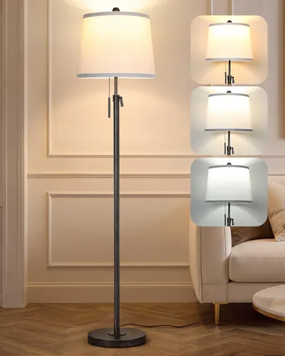 Vista 16 de JUNNAI Lámpara de pie moderna de altura ajustable, lámpara de pie alta con 3 temperaturas de color, lámparas de pie para sala de estar, dormitorio