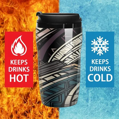 Vista 5 de Art Deco Geometric Pattern Coffee Cup Hot Coffee Travel Mug Reusable Iced Coffee Cups Double Heat Insulation Coffee Mug with Leak-Proof Lid Stylish