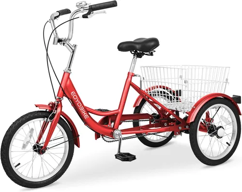 Vista 29 de H&ZT Triciclo para adultos, bicicleta de 3 ruedas, triciclo crucero, con cambio de 7 velocidades, manilla de freno de estacionamiento, paso bajo