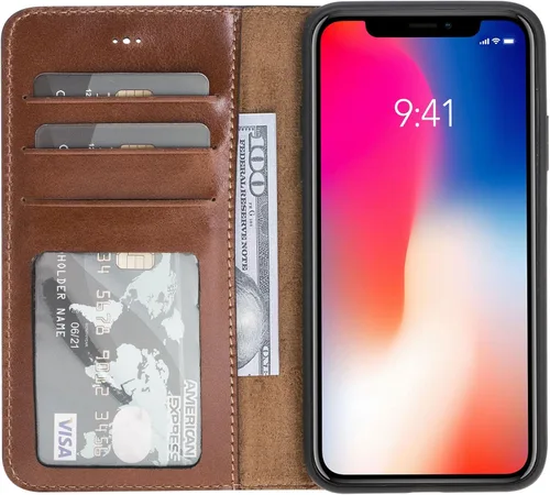 Vista 124 de HARDISTON Compatible con iPhone 7 Plus / 8 Plus Funda Cartera, Hecha a Mano de Cuero Genuino, Funda Magnética Desmontable con Tapa Abatible