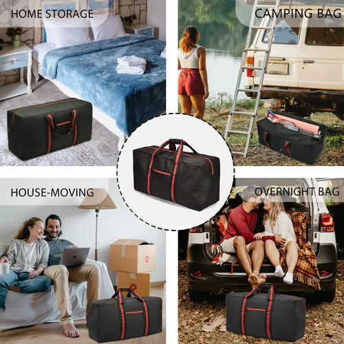 Vista 9 de Bolsas de lona para viajes, bolsa de viaje ligera para almacenamiento, bolsa de lona plegable impermeable para acampar durante la noche, hombres