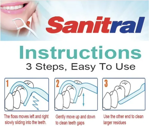 Vista 4 de Palillos de hilo dental, hilo dental fuerte sin triturar, palillo de dientes de limpieza 2 en 1 en caja transparente, perfecto para familia, hotel