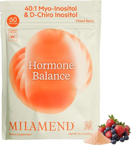 Milamend Equilibrio Hormonal para Mujeres 40:1 Myo-Inositol D-Chiro Inositol Suplemento + CoQ10, ALA y Aminoácidos – Fertilidad, Apoyo Ovarico y