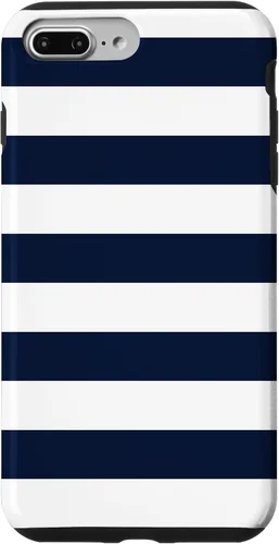 Vista 12 de Azul marino blanco rayas geométricas femeninas rayas preppy rayas caso para iPhone 17