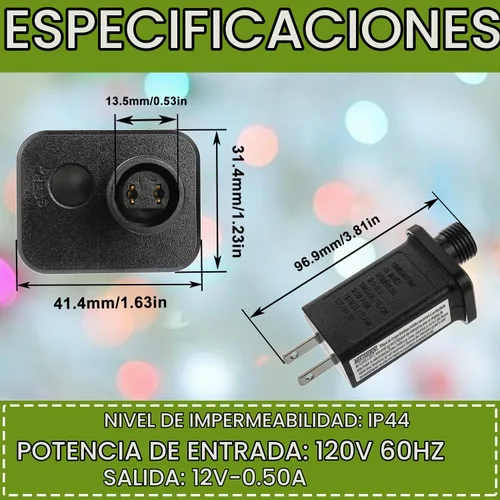 Vista 2 de Controlador LED de repuesto para transformador de 12 V, 6 W, clase 2, con 8 modos de suministro para cadena de luces de Navidad, decoraciones