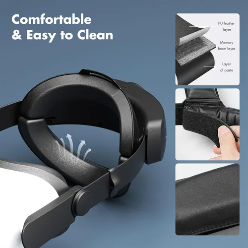 Vista 6 de Gina Head Strap with 8000mAh Battery Pack for MetaOculus Quest 2, Adjustable Elite Strap Replacement for Enhanced Support, Fast Charging