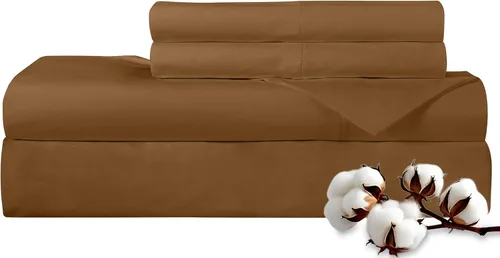 Vista 28 de ROYALE LINENS Juego de sábanas de 300 hilos 100% algodón peinado de fibras largas, 4 piezas, 1 sábana bajera, 1 encimera y 2 fundas de almohada