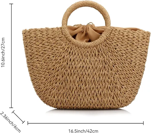 Vista 2 de Bolso de playa de verano para mujer, bolso de mano con asa superior, bolso de viaje de gran capacidad, bolso de mano tejido a mano, bolso grande
