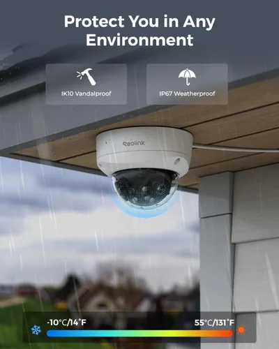 Vista 4 de REOLINK Cámara IP PoE de doble lente 4K 8MP 180°, IK10 a prueba de vandalismo, detección de personas/vehículos/animales, visión nocturna a