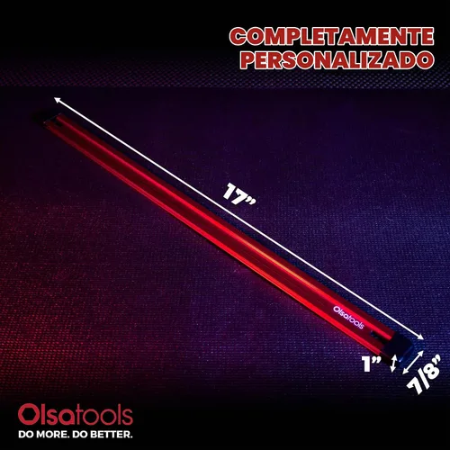 Vista 3 de Olsa Tools Riel organizador de enchufes de aluminio - Soporte de riel de enchufes de alta calidad sin clips - Rojo - Grado profesional - Parte 1134