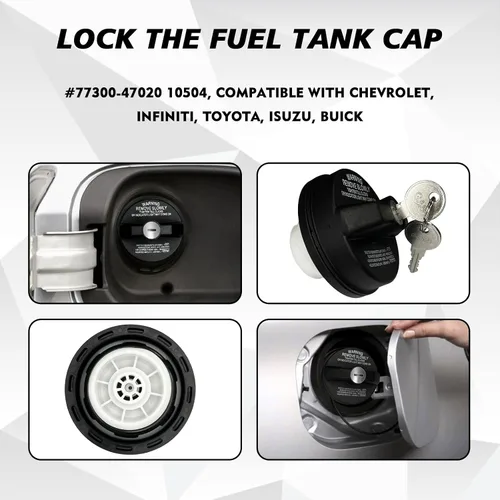 Vista 6 de Tapa de Gasolina con Cerradura para Tanque de Combustible con Llave, Cerradura de Tapa de Gasolina Cubierta de Tapa de Combustible con Cerradura
