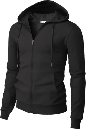 Vista 9 de H2H Sudadera con capucha y cremallera para hombre, ligera, de manga larga, básica, ajustada, de algodón, con bolsillo Cmohol048-gris
