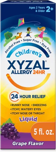 Vista 14 de Xyzal Medicamento para aliviar la alergia las 24 horas para niños, antihistamínico líquido de dihidrocloruro de levocetirizina, chicle, 5 onzas