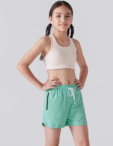 Vista 5 de Paquete de 4 pantalones cortos deportivos para niñas de 3 pulgadas, pantalones cortos de fútbol para niñas, ropa deportiva con bolsillos