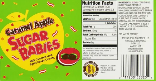 Vista 4 de Sugar Babies Caja de teatro de manzana caramelo 5oz.