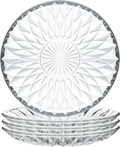 Vista 7 de Sizikato 4 platos de cristal transparente, plato de postre de frutas secas de 6 pulgadas para el hogar y KTV