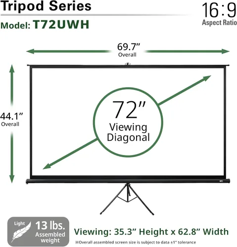 Vista 5 de Elite Screens Tripod Series - Pantalla de proyección ajustable, relación de aspecto múltiple, portátil, para uso en interiores y exteriores, serie