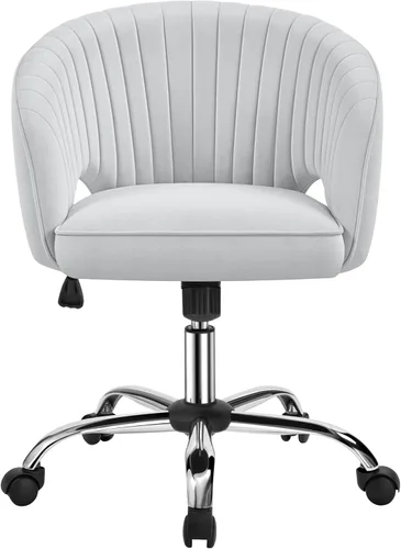 Vista 13 de Topeakmart Moderna silla de terciopelo para tocador, silla de escritorio de maquillaje, sillón ajustable con respaldo de barril copetudo para sala