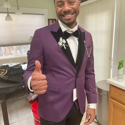 Vista 9 de Trajes ajustados para hombre, traje de 3 piezas de doble botonadura para hombres, boda, fiesta, negocios, chaleco y pantalones con corbata