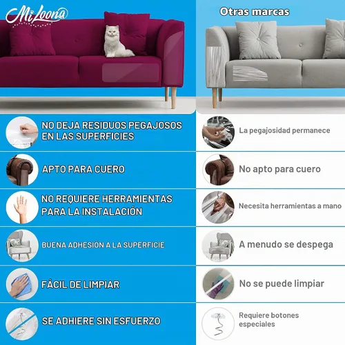 Vista 3 de Protector de muebles antiarañazos para gatos, protector de arañazos de sofá de gatos, protección de muebles contra arañazos de gatos (8)