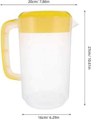 Vista 5 de Jarra de agua grande de plástico con tapa, jarra de agua para bebidas de 1 galón/4 L, jarra de colación inastillable con tapa redonda para jugo