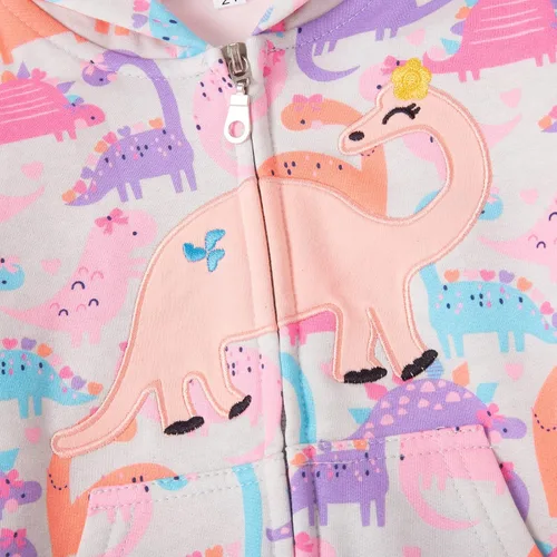 Vista 3 de Popshion Chaquetas de forro polar para niñas pequeñas, sudadera con capucha de unicornio de algodón, sudadera con capucha para otoño e invierno