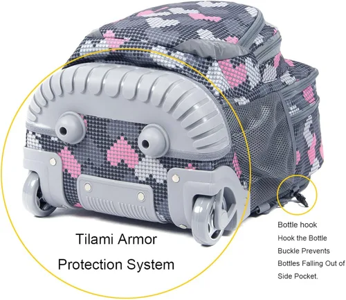 Vista 5 de Tilami Kids mochila con ruedas 18 pulgadas Mochila para laptop para niños y niñas