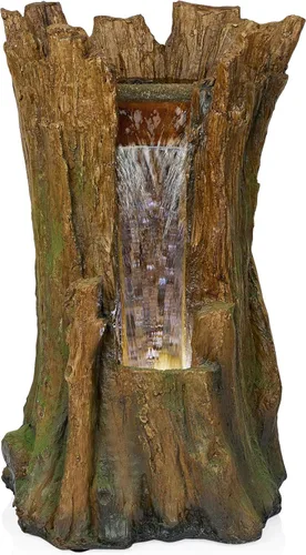 Vista 7 de Alpine Corporation TZL294 Fuente de piso para tronco de árbol al aire libre con luces LED blancas frías, decoración de jardín escalonada, 22