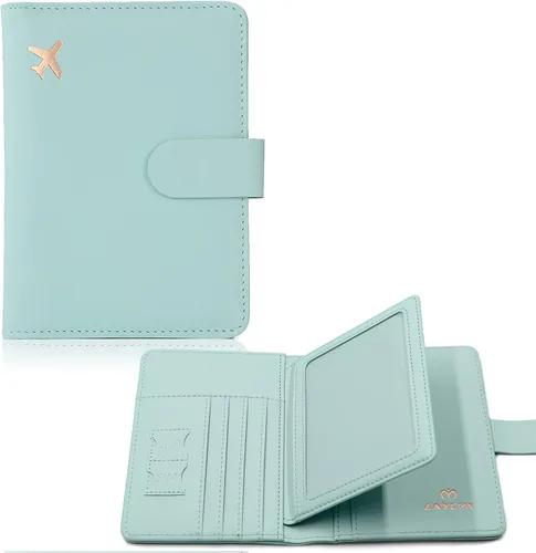 Vista 11 de Cnycmy - Funda para pasaporte para viajes, funda para pasaporte con RFID ABC-Rosa