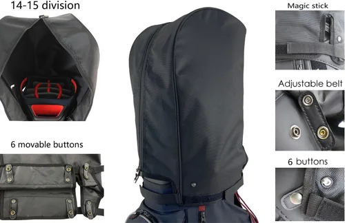 Vista 5 de Funda para bolsa de golf, cubierta de lluvia de nailon, impermeable, se adapta a la mayoría de bolsas de carrito de golf, fácil de usar, plegable