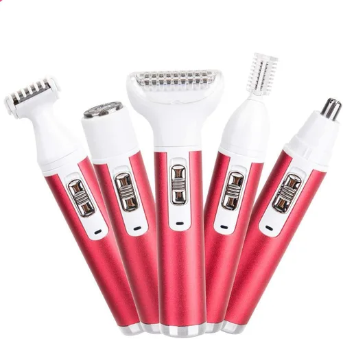 Vista 2 de Maquinilla de afeitar eléctrica 5 en 1 para mujeres, eliminación de vello corporal, nariz, afeitadoras faciales, cejas, piernas, axilas, área
