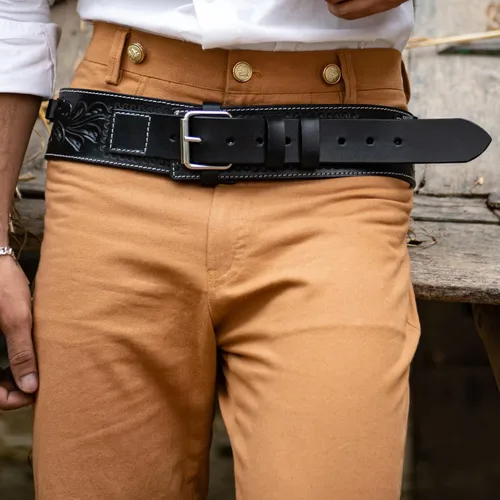 Vista 5 de Hulara Full Grain Buff Leather Ammo Belt 22 Cartridge Belt Western Ammo Case Bullet Ammo Loops for Men