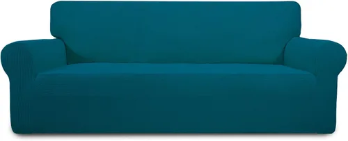 Vista 46 de PureFit Funda elástica para sofá biplaza, funda de sofá suave y antideslizante de jacquard de elastano, protector de muebles lavable con espuma