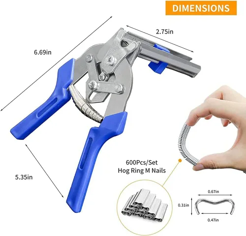 Vista 6 de Alicates universales tipo M para anillos de uñas con 600 unidades, anillos de cerdo, clips M, alicates de anillo de cerdo, alicates de sujeción