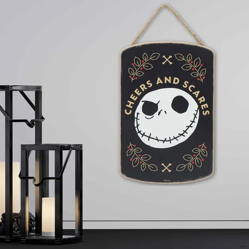 Vista 5 de Disney - Cartel colgante de madera con texto en inglés «The Nightmare Negro/Blanco