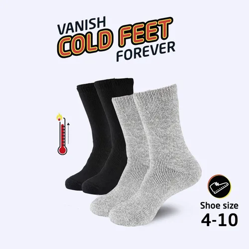 Vista 4 de HOT FEET 2 Pack Warm Cozy Thermal Socks for Women - Thick Insulated Crew for Cold Winter Weather