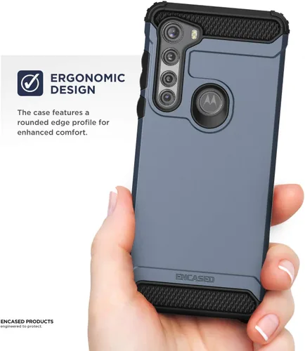 Vista 2 de ENCASED Scorpio - Funda protectora resistente para Motorola Edge (2020) (azul pizarra)