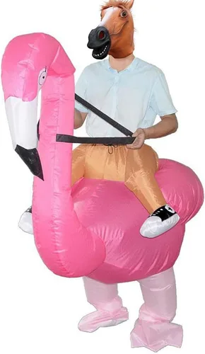 Vista 3 de Disfraces inflables de Halloween de flamenco para cosplay, disfraces inflables para adultos y niños, talla L