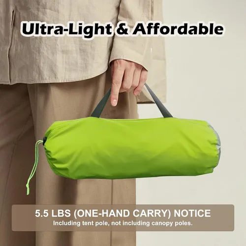 Vista 6 de Revolucionaria tienda ultraligera de un solo polo para 4 personas: ventilación de doble puerta, diseño espacioso y solución económica para acampar