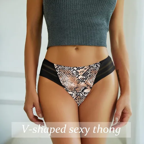 Vista 2 de chahoo Ropa interior de tanga para mujer, bragas sexy de tiro bajo, sin costuras, tangas de encaje en la espalda en T, paquete de 5 tangas que no se