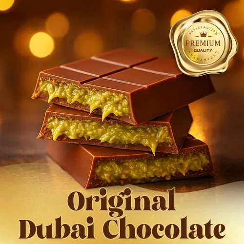 Vista 4 de Ceres Gourmet Dubai - Paquete de 3 barras de chocolate y pistacho (7 onzas cada uno), caramelo de chocolate con leche Dubai prémium con relleno