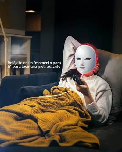 Vista 7 de NEWKEY Máscara de terapia de luz roja para cara, 7 colores LED máscara facial terapia de luz, fotón en casa cuidado de la piel máscara de belleza