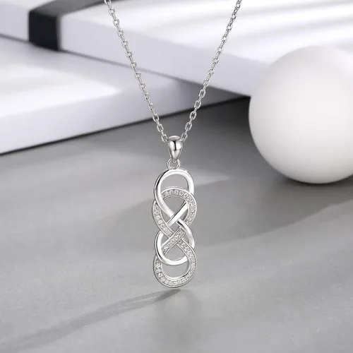 Vista 4 de APOTIE Collar de infinito celta para mujer, plata de ley 925 con circonita cúbica, colgante infinito, joyería eterna, regalos para mujeres, novia