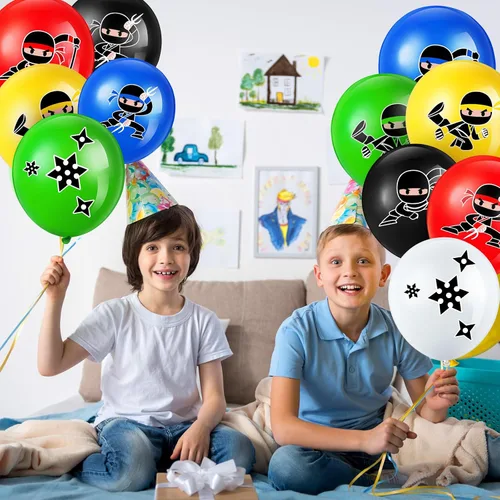 Vista 6 de Deekin - 60 globos ninja para decoraciones de fiesta de cumpleaños Multicolor