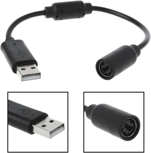 Vista 5 de Paquete de 2 cables de repuesto para controladores con cable de Xbox 360, cable adaptador de extensión para Xbox 360 (4 unidades, negro)