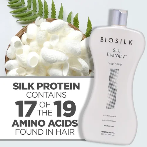 Vista 5 de BioSilk Acondicionador de terapia de seda, hidrata y acondiciona el cabello para un brillo increíble, sin sulfatos, parabenos y crueldad, 34 onzas