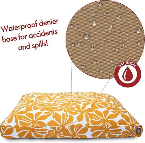 Vista 4 de Majestic Pet Products - Cama rectangular grande para perros y mascotas, para interiores y exteriores, con funda extraíble y lavable Amarillo