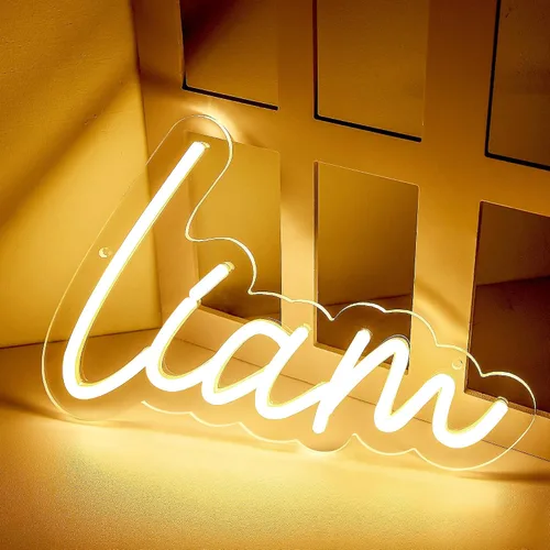 Vista 23 de Letrero de neón con el nombre Brianna para decoración de pared, luz de neón LED con el nombre Brianna para dormitorio de niños, decoración de fiesta