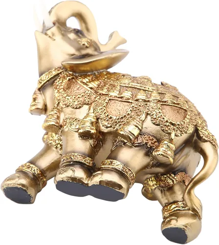Vista 7 de Estatua de elefante dorado, estatua de elefante vintage de Feng Shui, figura coleccionable de elefante de la suerte de Feng Shui, escultura