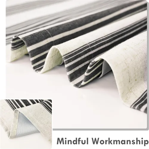 Vista 7 de DriftAway Chris Linen - Cortinas opacas con capa térmica y reductora de sonido, 63 pulgadas de largo para dormitorio, cortinas estampadas a rayas